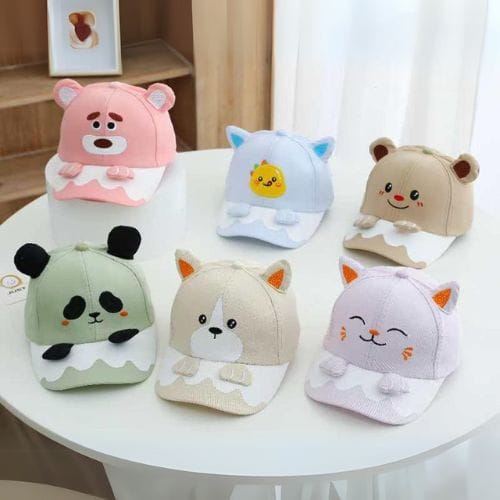 Cute Kids Cartoon Animal Cap - 3D Ears, Soft & Adjustable Summer Cap for Boys & Girls Cute Kids Cartoon Animal Cap - 3D Ears, Soft & Adjustable Summer Cap for Boys & Girls