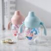 Kids Double Handle Plastic Water Bottle – No-Spill Sippy Cup with Ball Straw