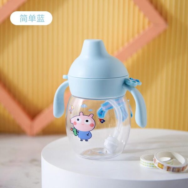 Kids Double Handle Plastic Water Bottle – No-Spill Sippy Cup with Ball Straw Kids Double Handle Plastic Water Bottle – No-Spill Sippy Cup with Ball Straw