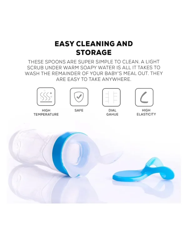 Silicone Baby Feeding Bottle with Spoon – Soft Squeeze, Mess-Free Baby Food Dispenser Silicone Baby Feeding Bottle with Spoon – Soft Squeeze, Mess-Free Baby Food Dispenser