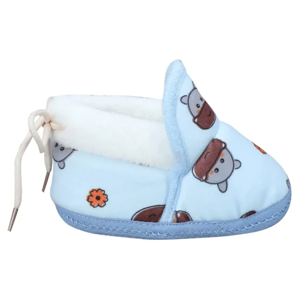 WB-031-BL_3 Baby Moo Face Printed Soft Slip-On Shoes – Warm & Cozy Plush Booties for Infants & Toddlers
