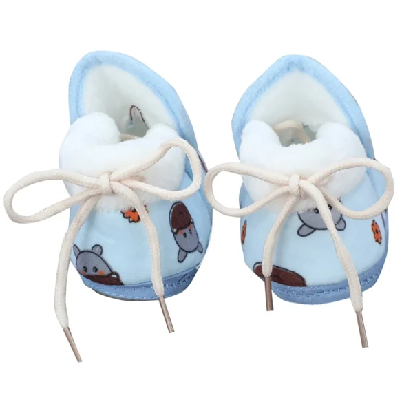 WB-031-BL_7 Baby Moo Face Printed Soft Slip-On Shoes – Warm & Cozy Plush Booties for Infants & Toddlers