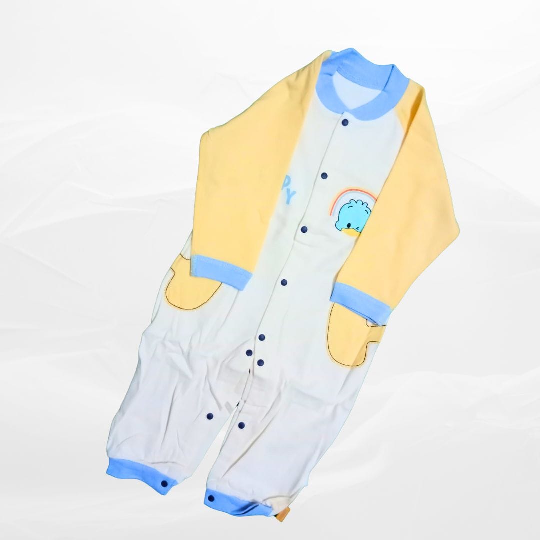 Adorable 3 to 4 Year Baby Full Sleeve Cotton Jumpsuit with Cartoon Print & Snap Buttons – Soft, Cozy & Stylish Sleepwear