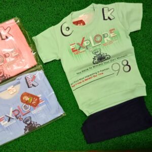 Trendy Kids Cotton Summer Co-ord Set – "Explore" Printed T-Shirt & Shorts | Boys & Girls Combo Set | 3 Colors Available